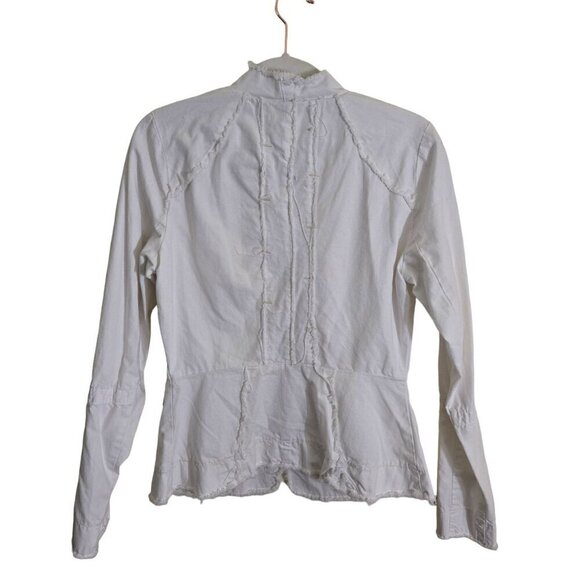 Burning Torch Recycled Cotton White Long Sleeve Raw Hem Full Zip Jacket Size S - Picture 2 of 8